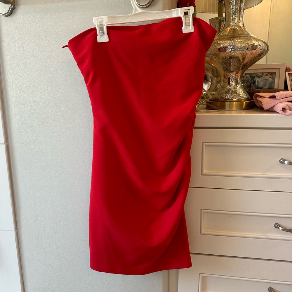 Zara Vibrant Red Strapless Dress